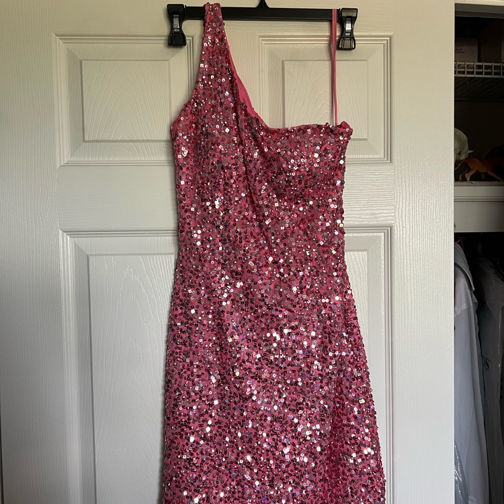 Pink sequined homecoming dress